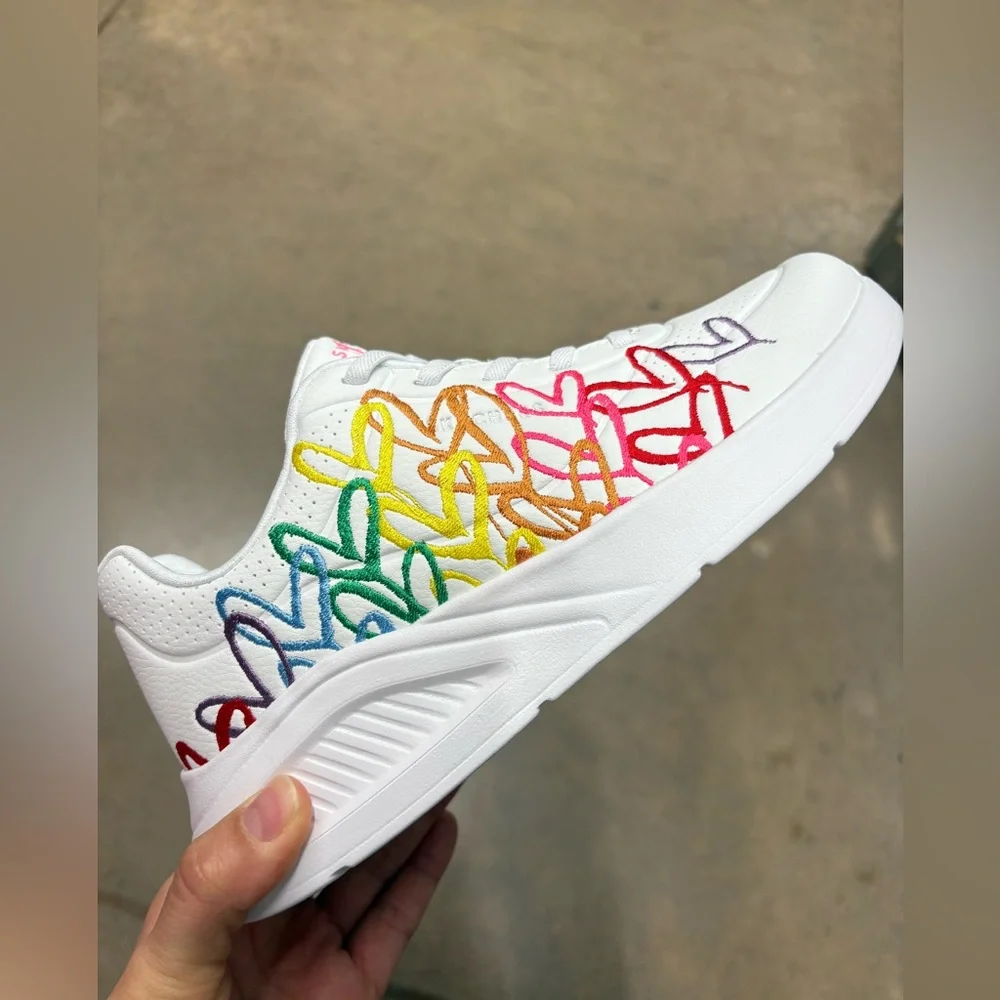 Skechers Street Uno Shinin' Hearts Women's Sneaker - White/Multicolor - Picture 4 of 5